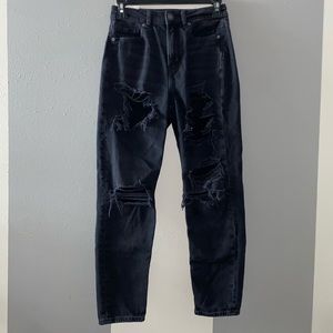 American Eagle Black Ripped Mom Jeans